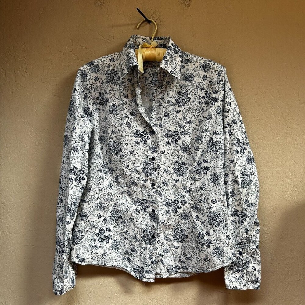 Robert Talbott Womens Button Up Long Sleeve Paisley Floral Pattern Shirt Size 8